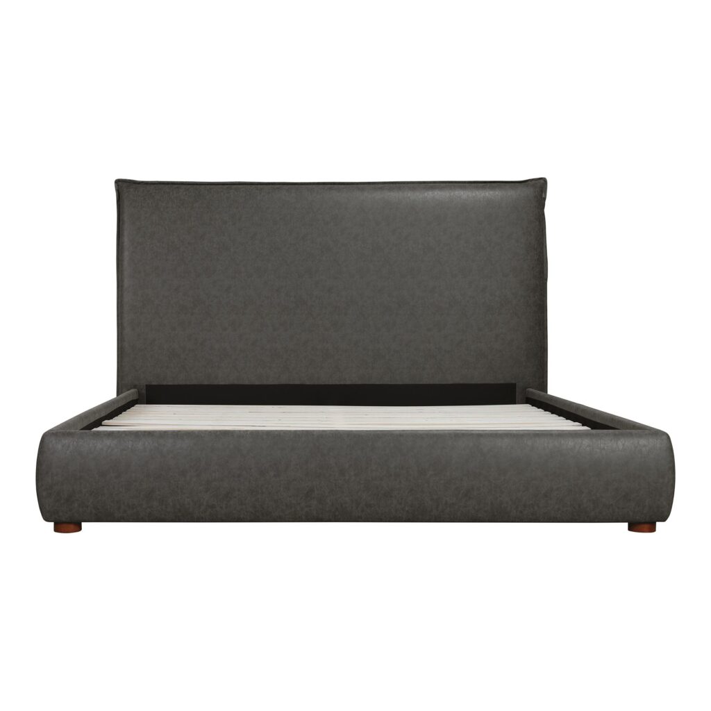 Luzon Queen Bed Tall Headboard Slate Vegan Leather - Image 2