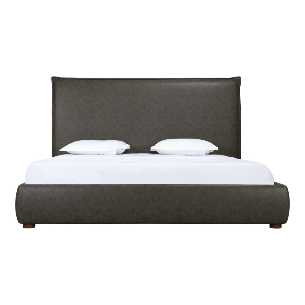 Luzon Queen Bed Tall Headboard Slate Vegan Leather - Image 3