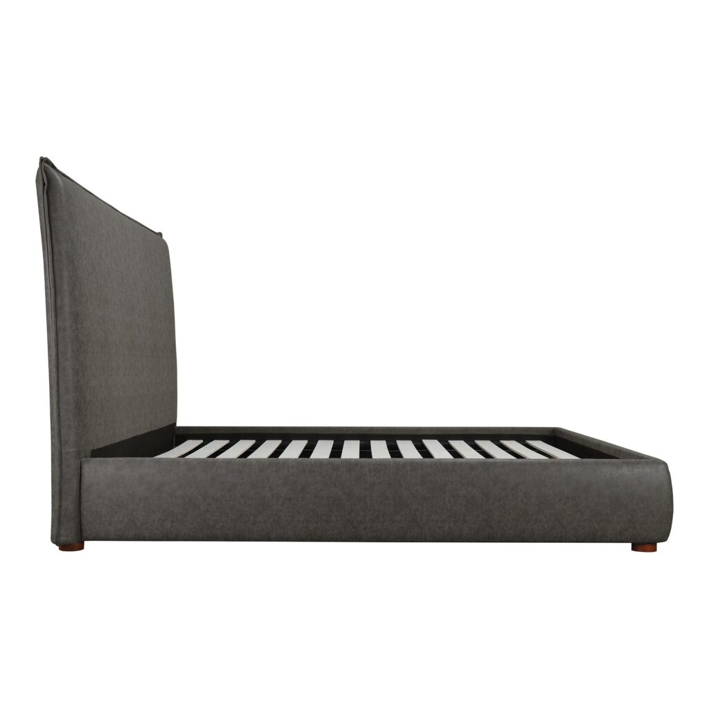 Luzon Queen Bed Tall Headboard Slate Vegan Leather - Image 5