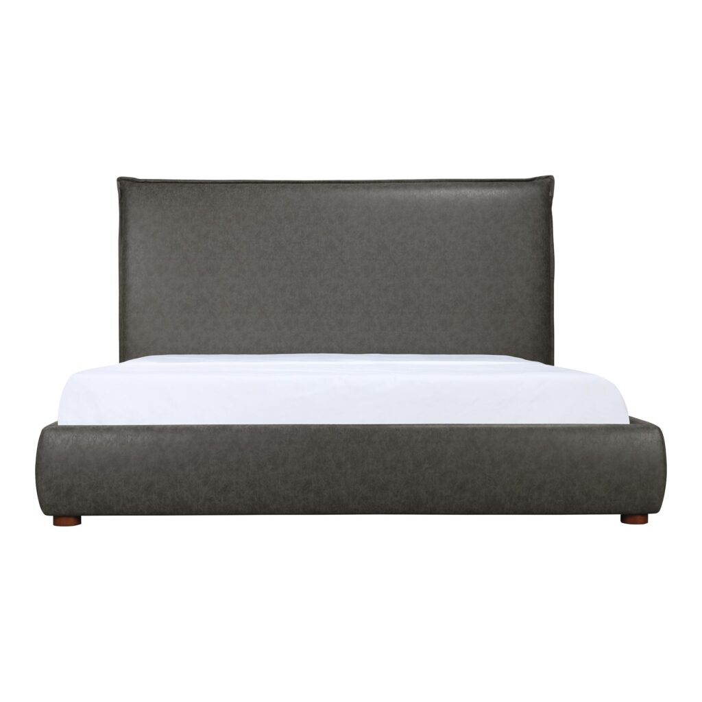 Luzon Queen Bed Tall Headboard Slate Vegan Leather - Image 6