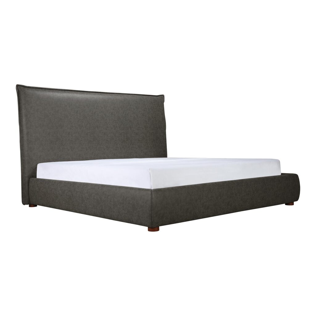 Luzon Queen Bed Tall Headboard Slate Vegan Leather - Image 7