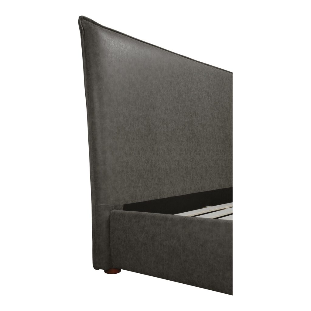 Luzon Queen Bed Tall Headboard Slate Vegan Leather - Image 8