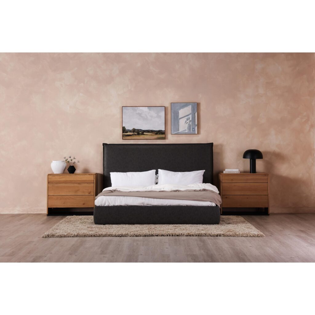 Luzon Queen Bed Tall Headboard Slate Vegan Leather - Image 13