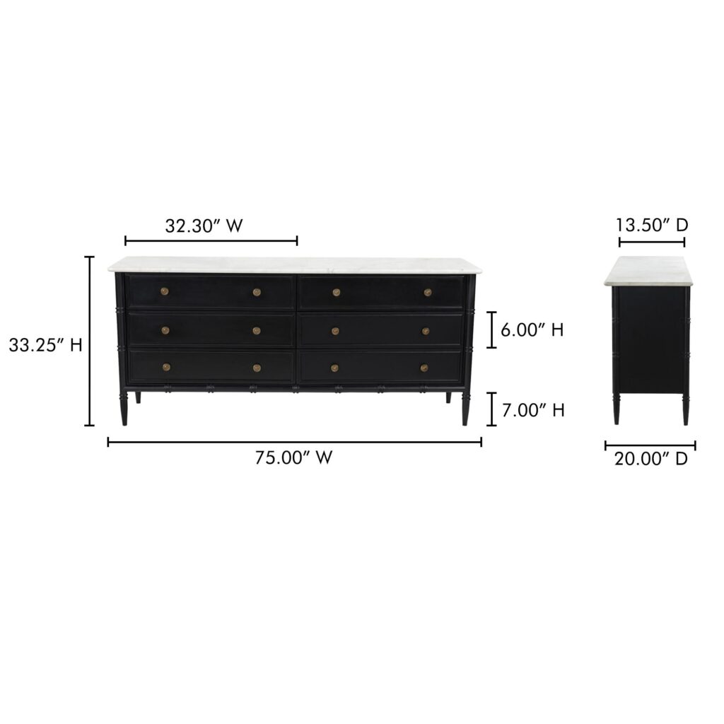 Eleanor 6 Drawer Dresser Black - Image 10