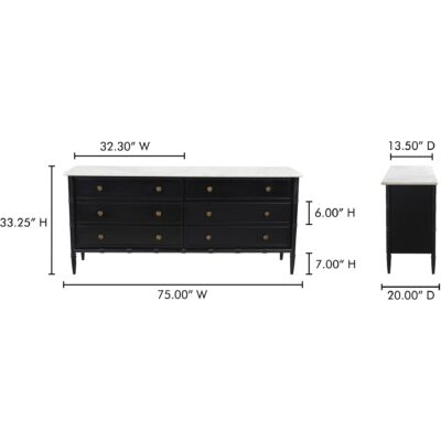 Eleanor 6 Drawer Dresser Black 19 Eleanor 6 Drawer Dresser Black RP-1061-02 RP 1061 02 70