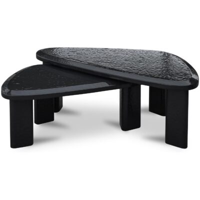 Sophie Outdoor Nesting Table Set Charcoal Lacquer
