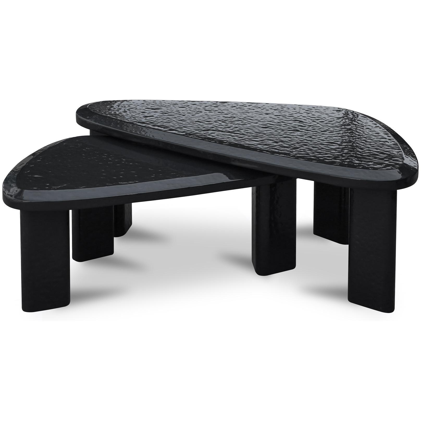 Sophie Outdoor Nesting Table Set Charcoal Lacquer 1 Sophie Outdoor Nesting Table Set Charcoal Lacquer
