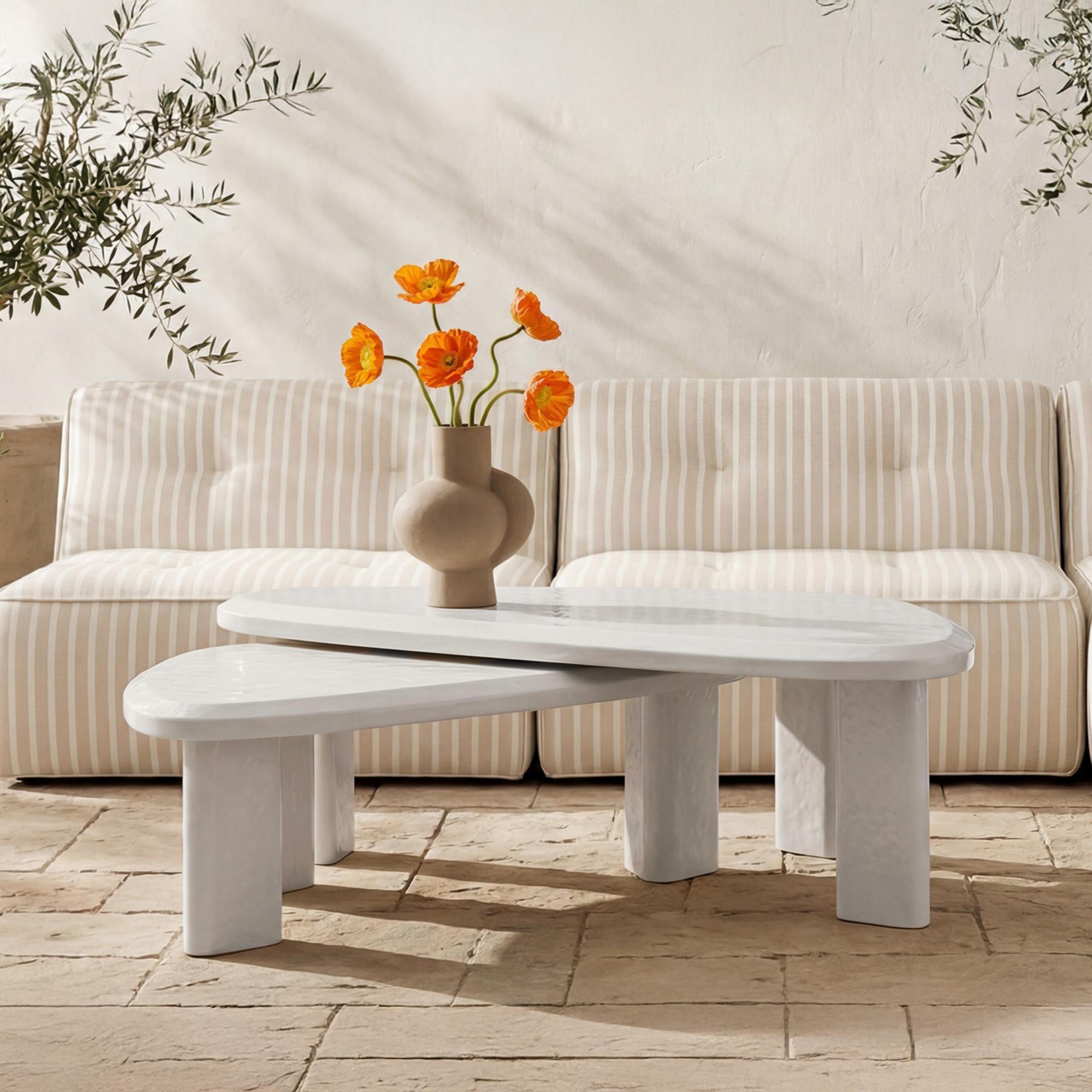 Sophie Outdoor Nesting Table Set Cream Lacquer 2 Sophie Outdoor Nesting Table Set Cream Lacquer - Image 2