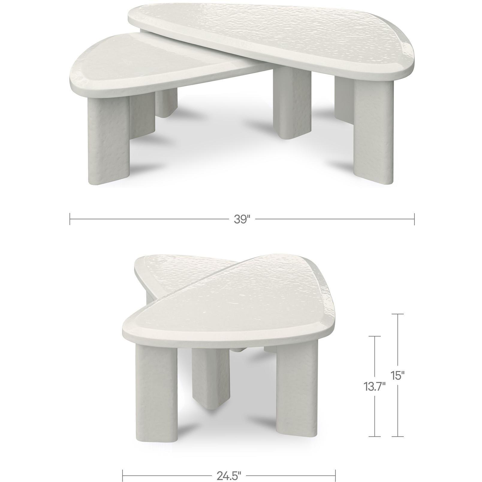 Sophie Outdoor Nesting Table Set Cream Lacquer 3 Sophie Outdoor Nesting Table Set Cream Lacquer - Image 3