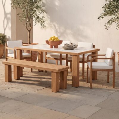 Marina Outdoor Dining Bench Natural TA-1005-24-0 TA 1005 24 0 00
