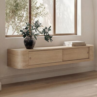 Round Off Floating Console Table Natural TU-1006-24 TU 1006 24 10
