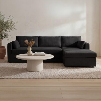 Burrow Sleeper Sectional With Storage Chaise Black Right VV-1007-02-R-0 VV 1007 02 R 0 00