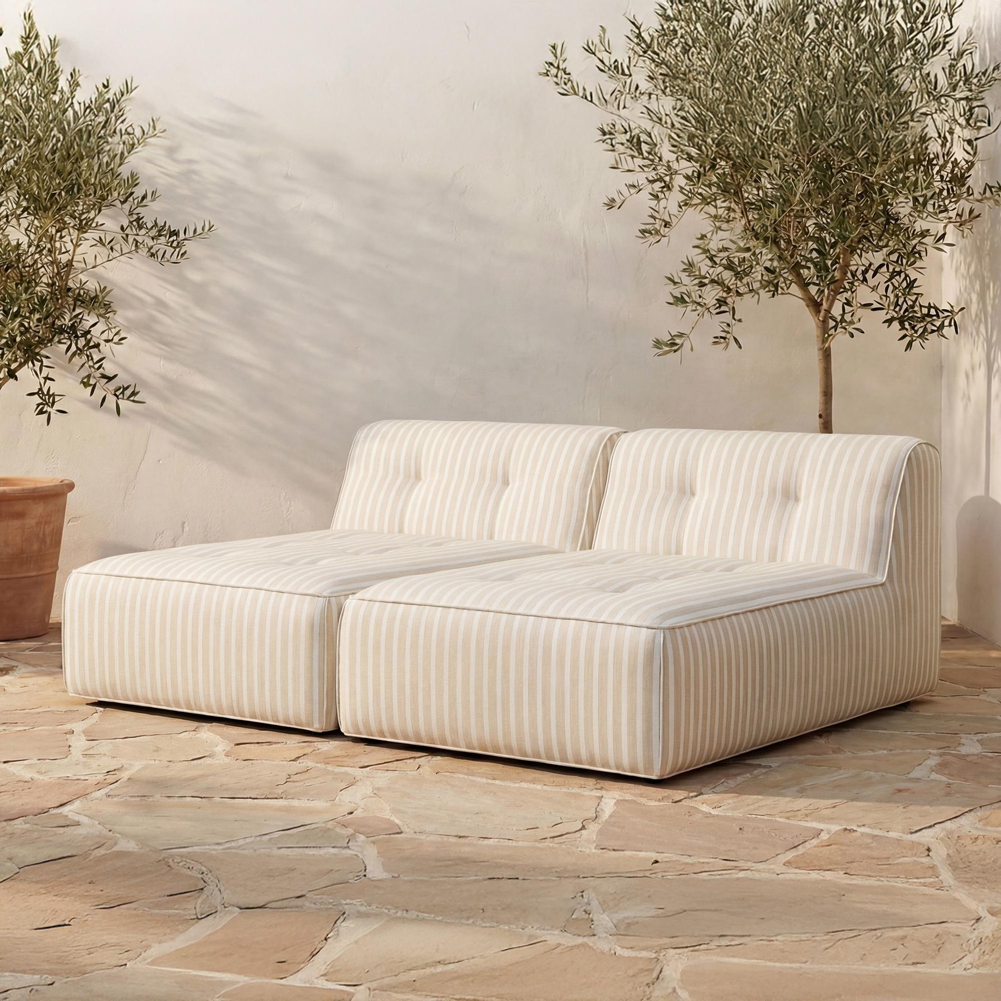 Sunseeker 2 Piece Outdoor Sun Lounger Brown Stripe 2 Sunseeker 2 Piece Outdoor Sun Lounger Brown Stripe - Image 2