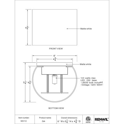 Zak Wall Sconce WS112 WS112 8