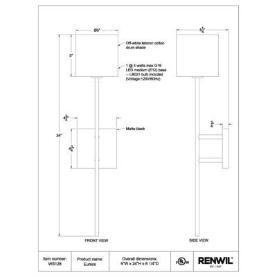 Eunice Wall Sconces WS128 WS128 6