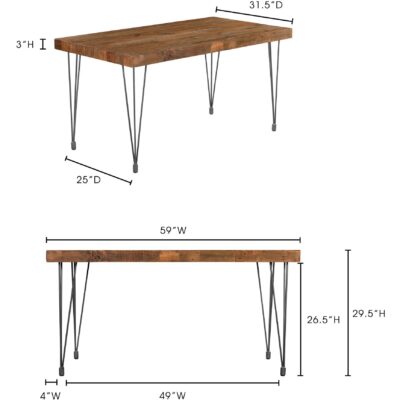 Boneta Dining Table Small Natural XA-1055-24 XA 1055 24 70