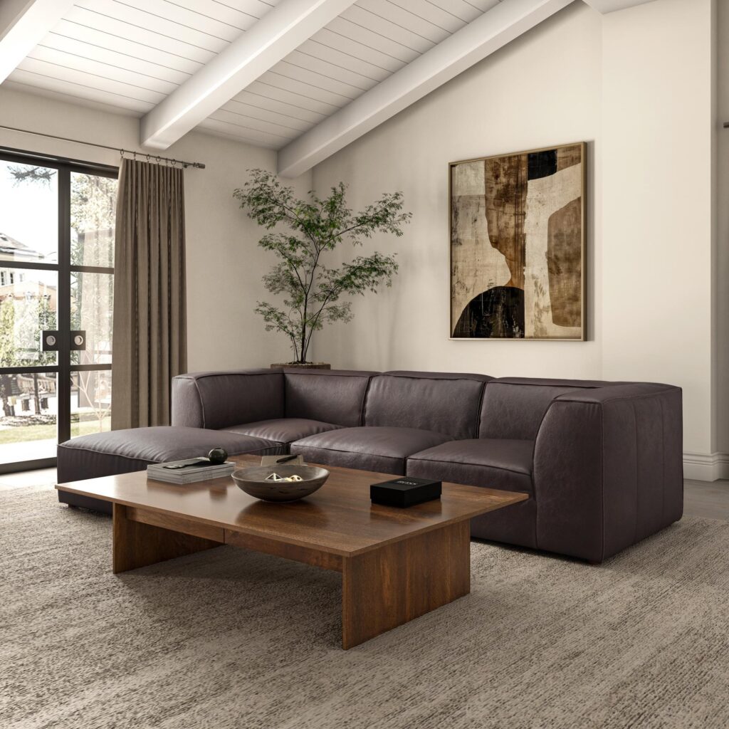 Form Ottoman Espresso Brown Leather - Image 6