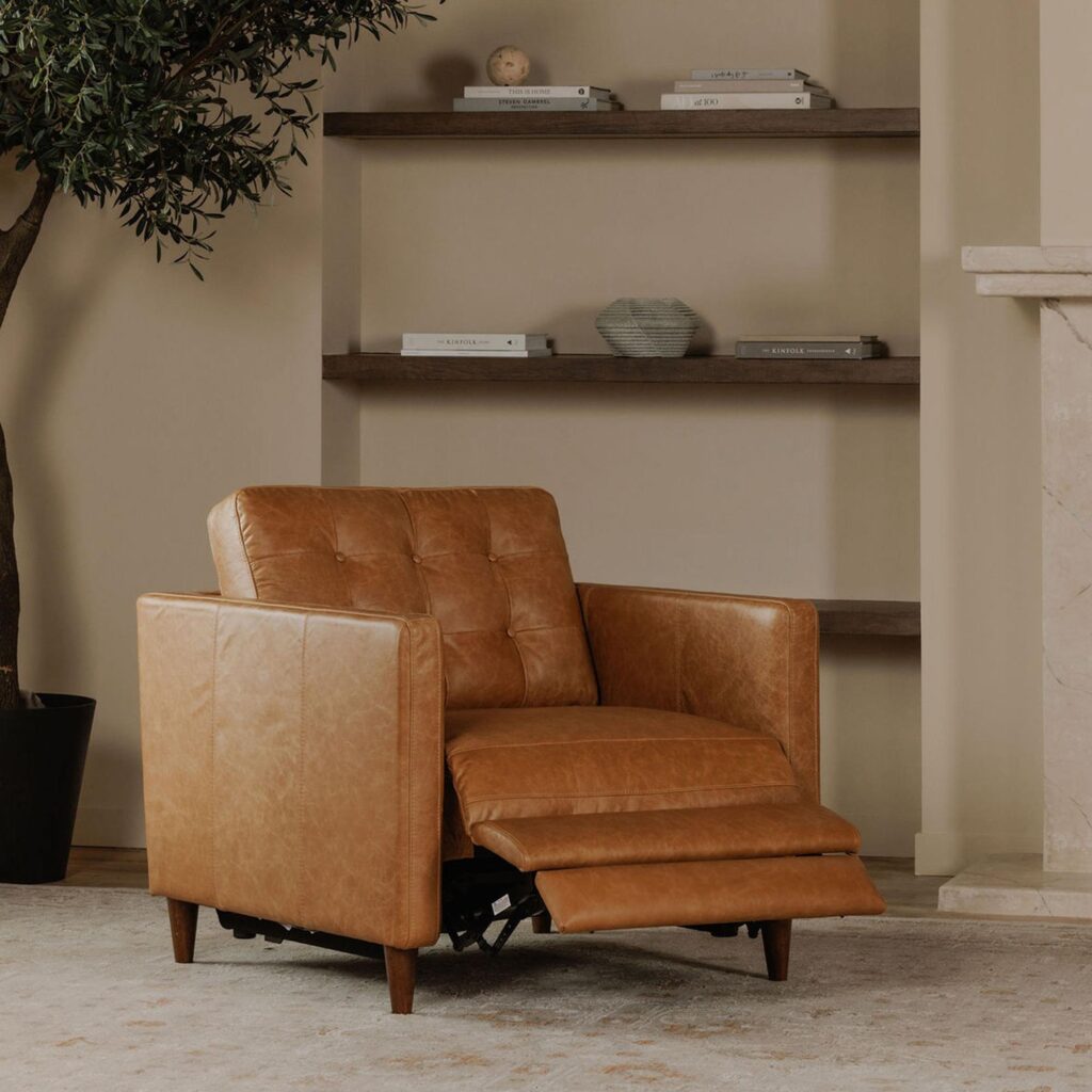 Bridgers Power Recliner Chair Tan Leather - Image 7