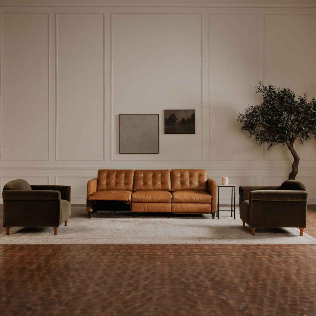 Bridgers Power Recliner Sofa Tan Leather - Image 10