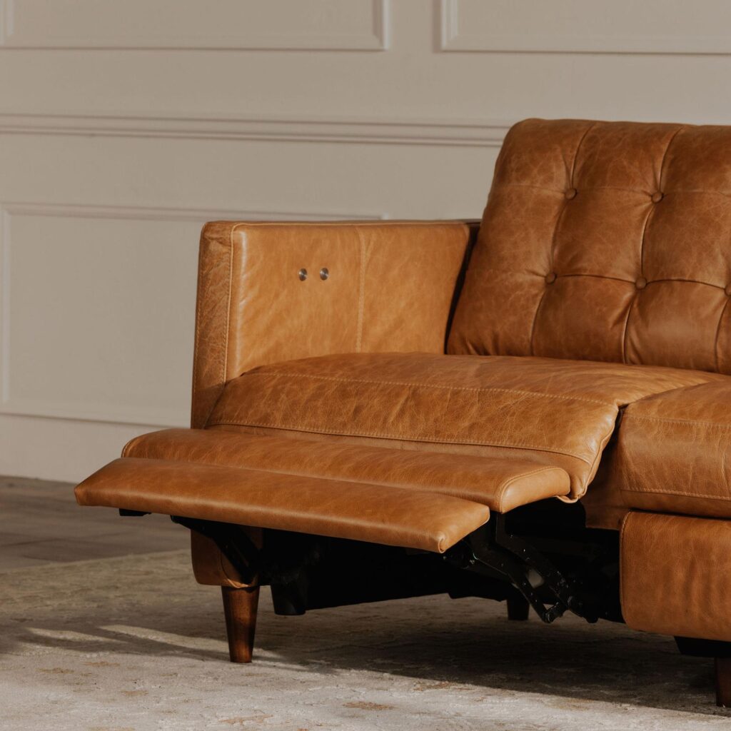 Bridgers Power Recliner Sofa Tan Leather - Image 8