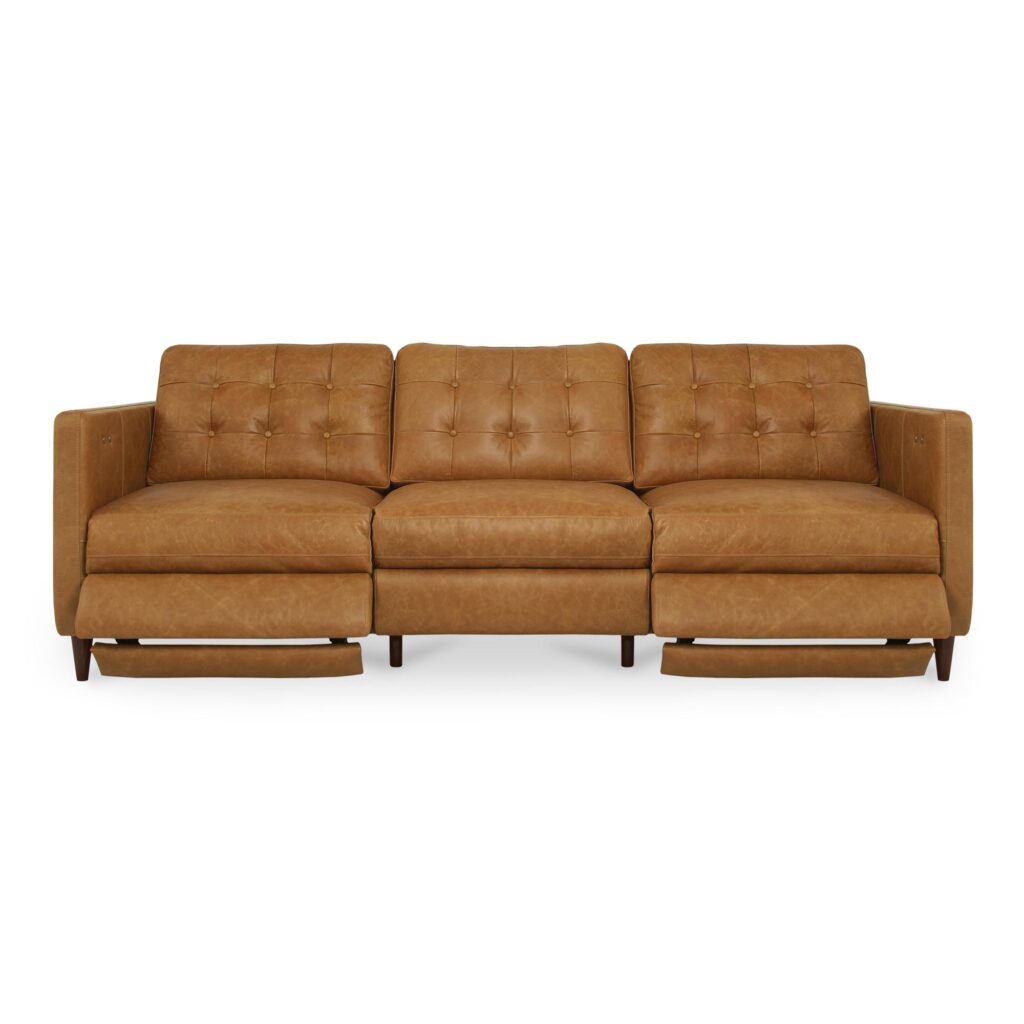 Bridgers Power Recliner Sofa Tan Leather - Image 4