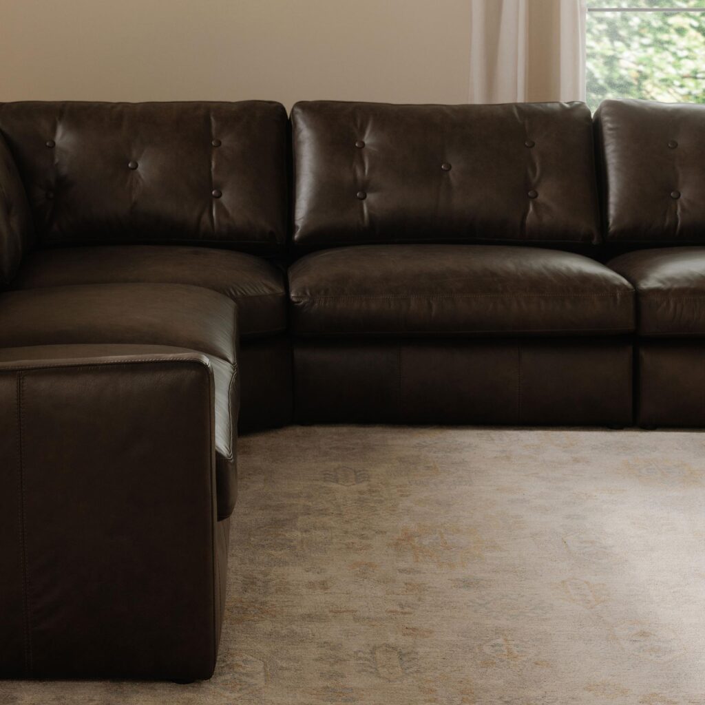 Thurlow Right Arm Facing Sofa Espresso Brown Leather - Image 5