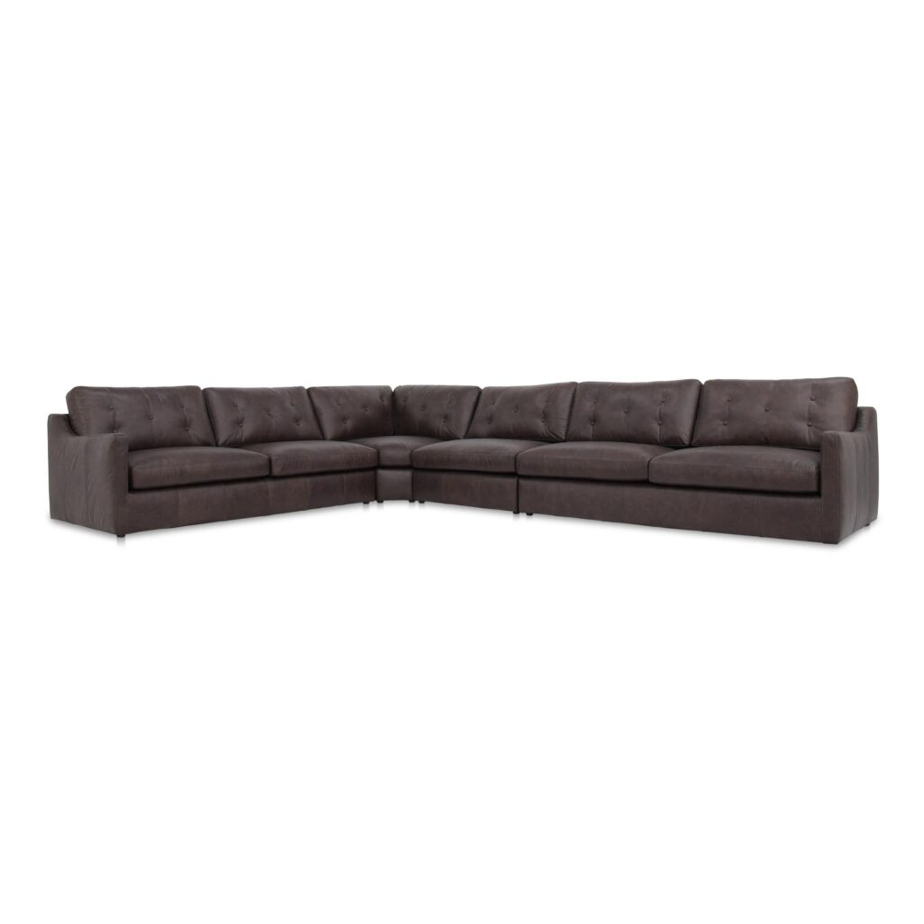 Thurlow 4 Piece Modular Sectional Espresso Brown Leather