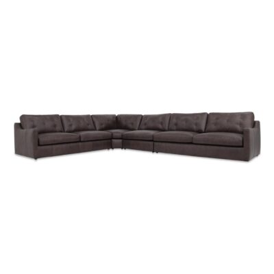 Thurlow 4 Piece Modular Sectional Espresso Brown Leather