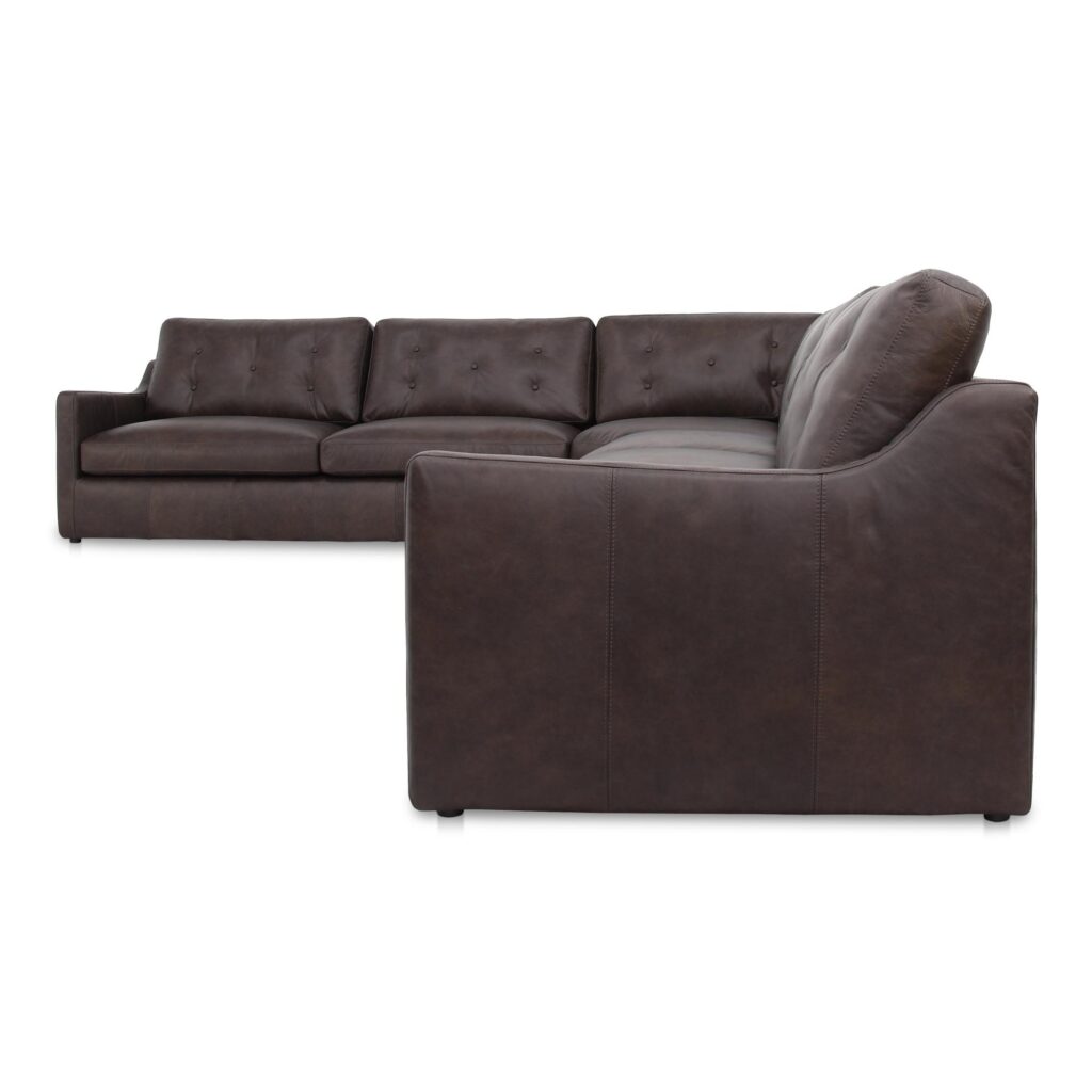 Thurlow 4 Piece Modular Sectional Espresso Brown Leather - Image 2