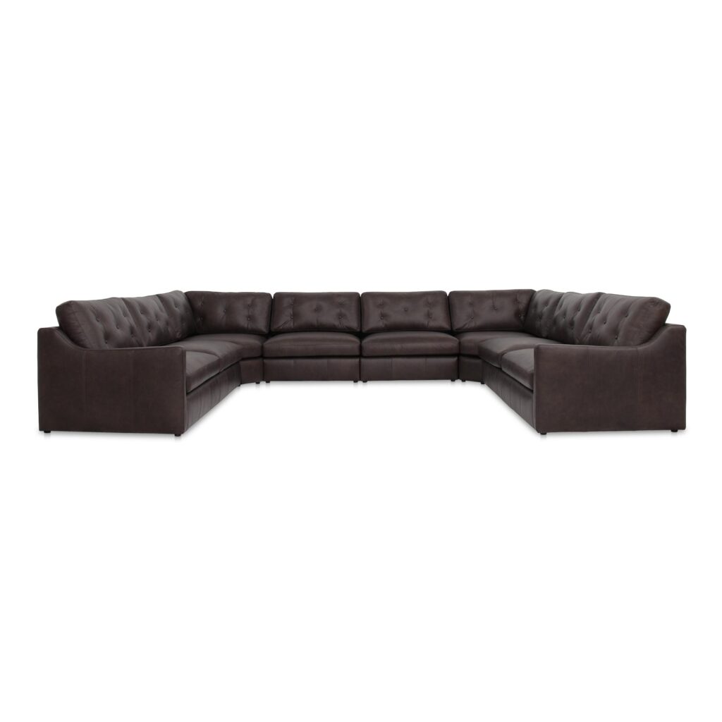 Thurlow U Shaped Modular Sectional With Arms Espresso Brown Leather