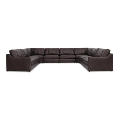 Thurlow U Shaped Modular Sectional With Arms Espresso Brown Leather