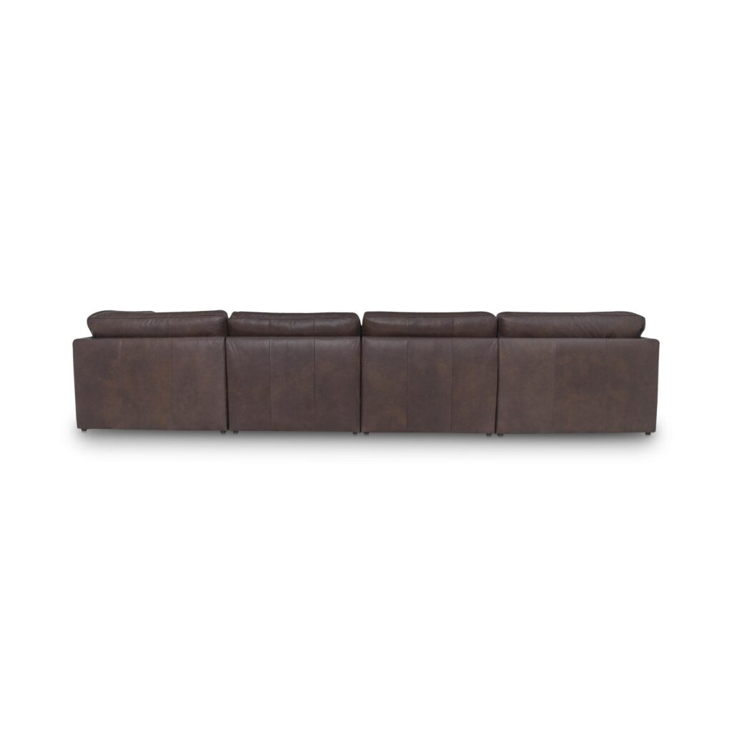 Thurlow U Shaped Modular Armless Sectional   Espresso Brown Leather - Image 4