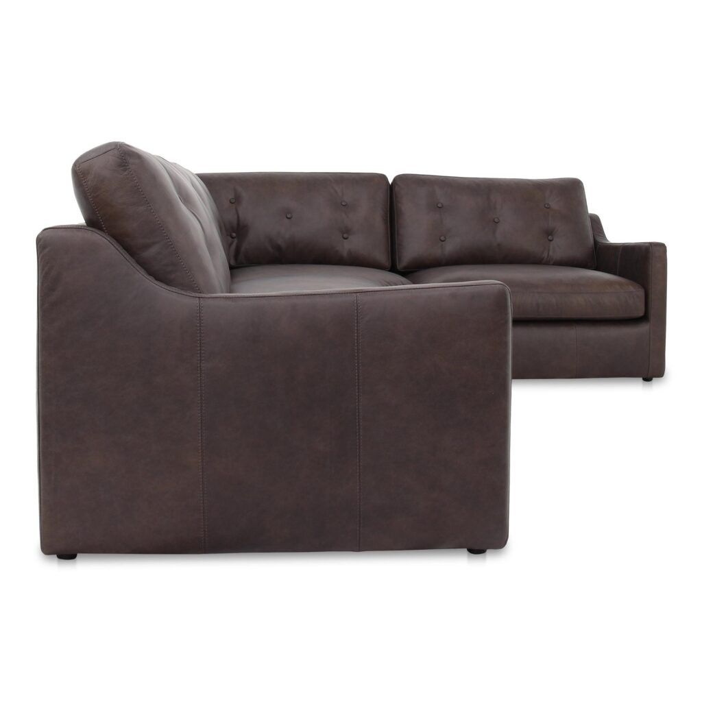 Thurlow 3 Piece Right Modular Sectional Espresso Brown Leather - Image 3