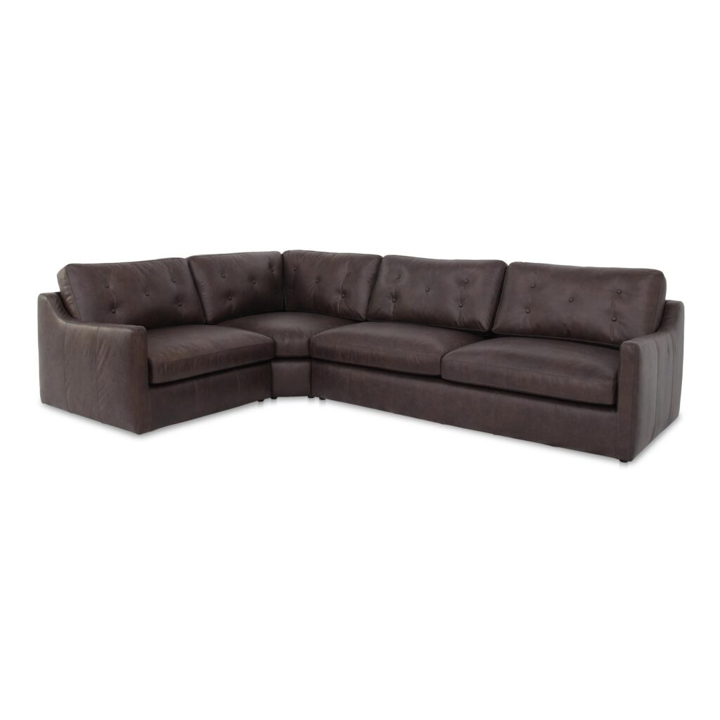 Thurlow 3 Piece Left Modular Sectional Espresso Brown Leather - Image 2