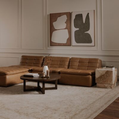 Lino Armless Modular Sofa Tan Leather XQ-1028-40 XQ 1028 40 01