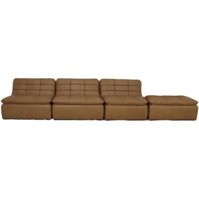 Lino Lounge Modular Sectional Tan Leather
