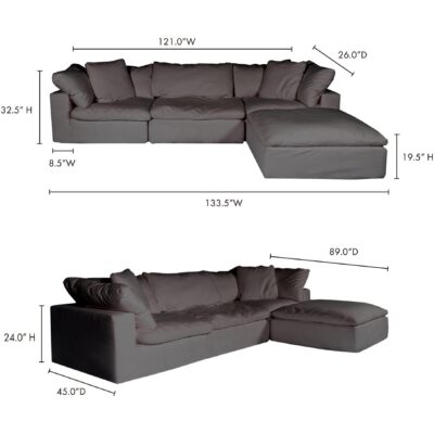 Clay Lounge Modular Sectional Livesmart Fabric Light Grey YJ-1008-29 YJ 1008 29 70