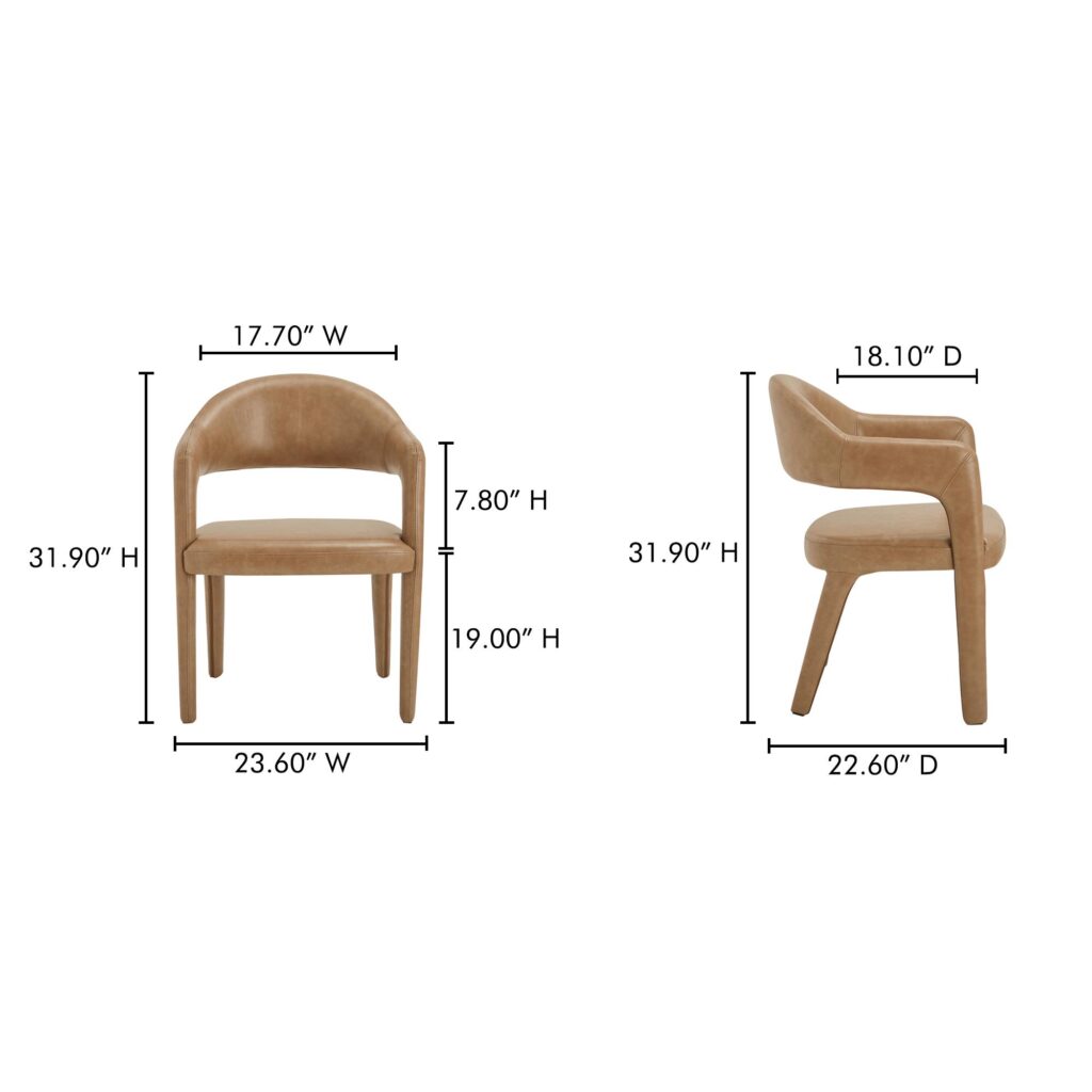Martens Dining Chair Brown Leather - Image 8