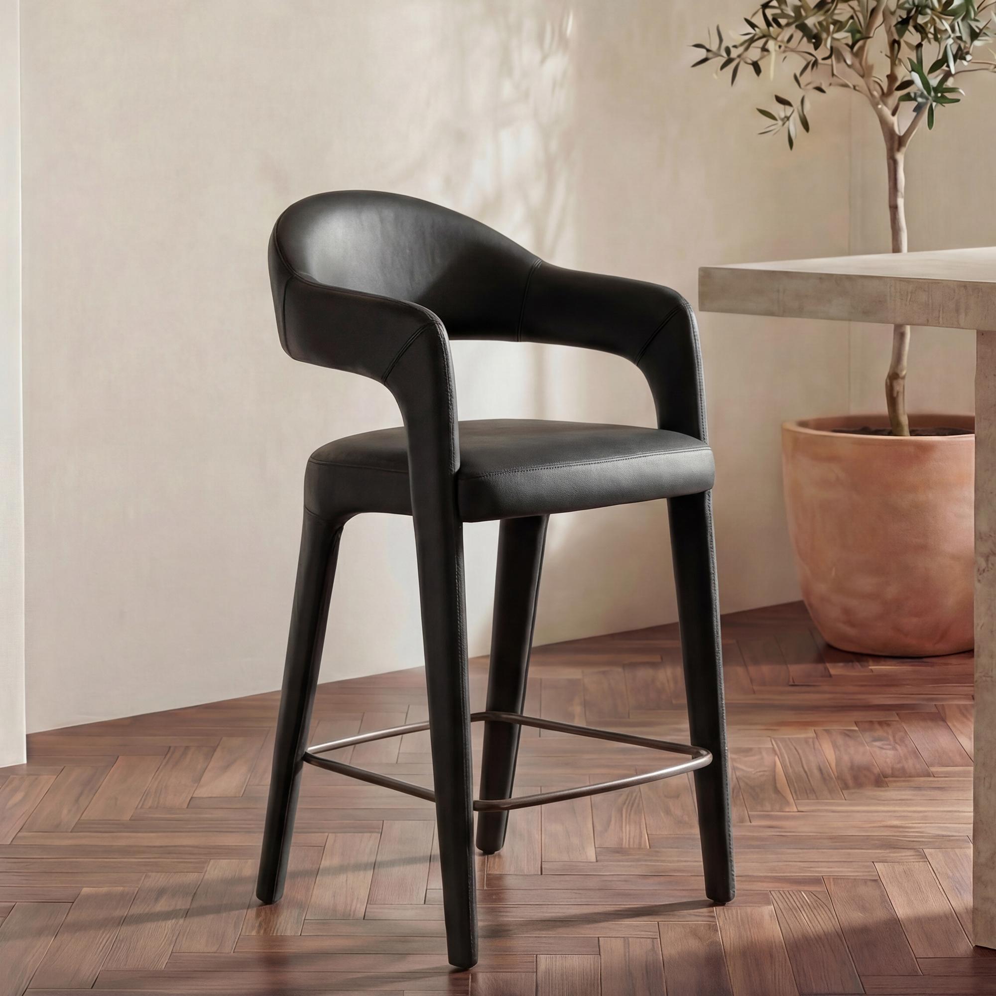 Martens Counter Stool Black Leather 2 Martens Counter Stool Black Leather - Image 2