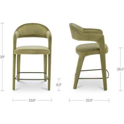 Martens Counter Stool Green Velvet YM-1010-27 YM 1010 27 70 dim