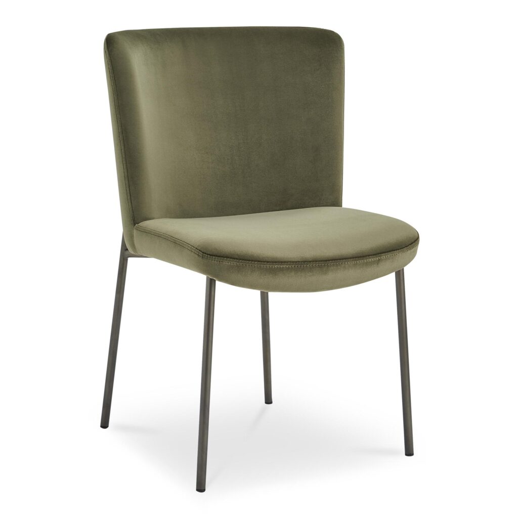 Early Dining Chair Faux Green Mohair - Set Of Two - Image 2