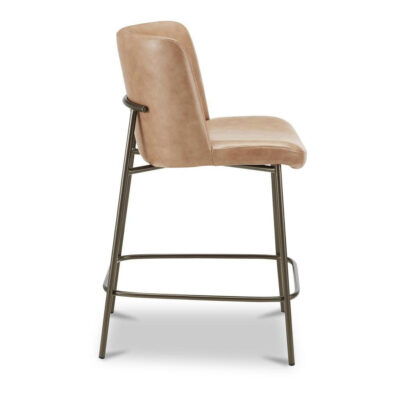 Early Counter Stool Tan Leather YM-1013-03 YM 1013 03 Early side right shadsilo