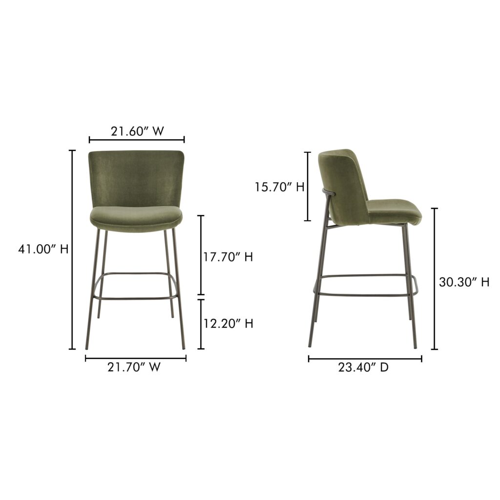 Early Bar Stool Faux Green Mohair - Image 8