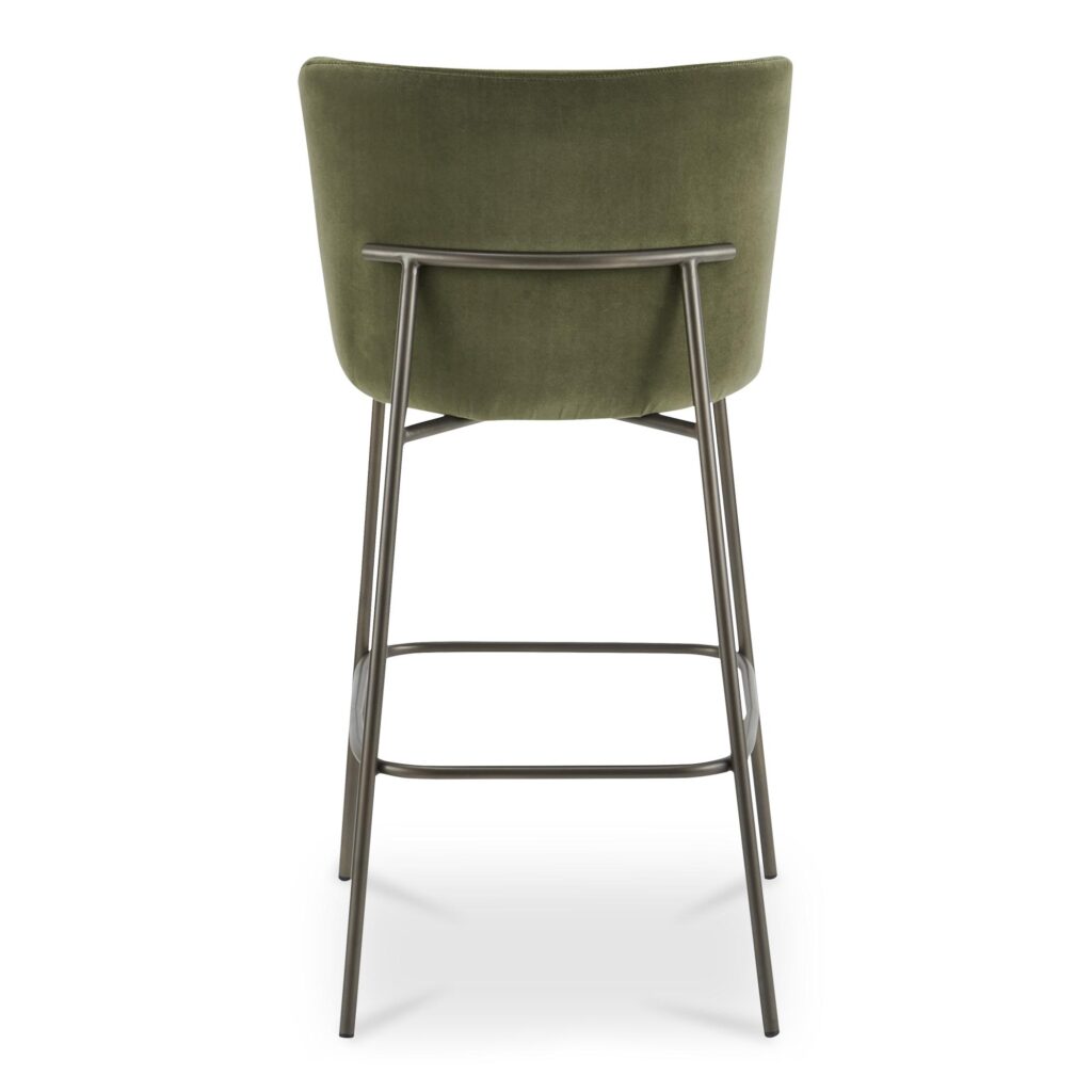 Early Bar Stool Faux Green Mohair - Image 4