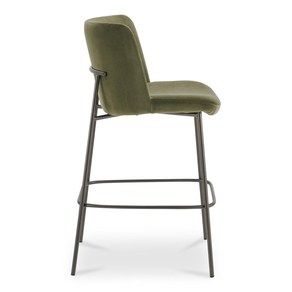 Early Bar Stool Faux Green Mohair - Image 3