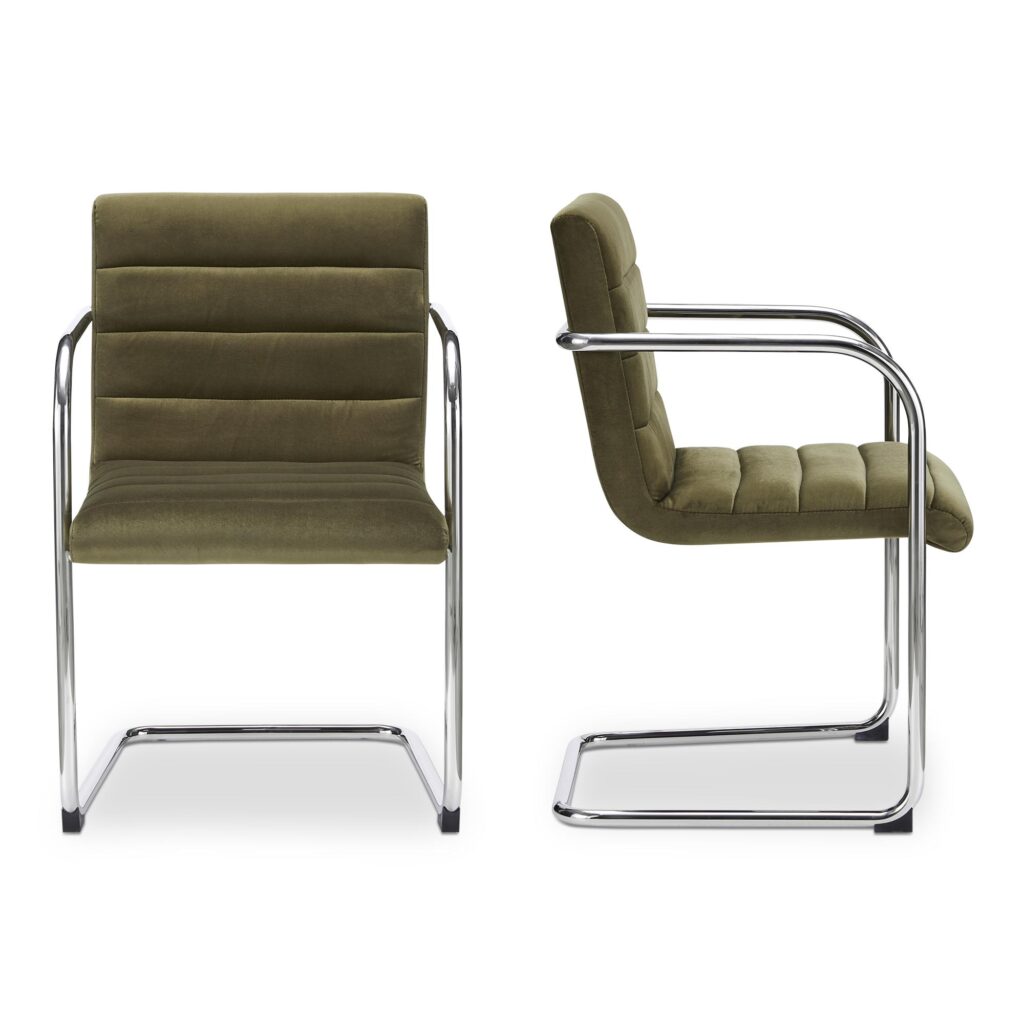 Pedro Dining Chair Green Mohair Set of Two - Image 3