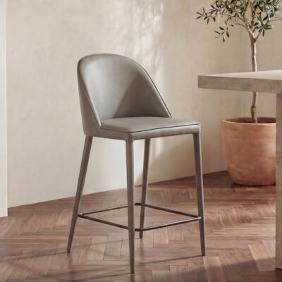 Burton Counter Stool Grey Vegan Leather YM-1033-26 YM 1033 26 10
