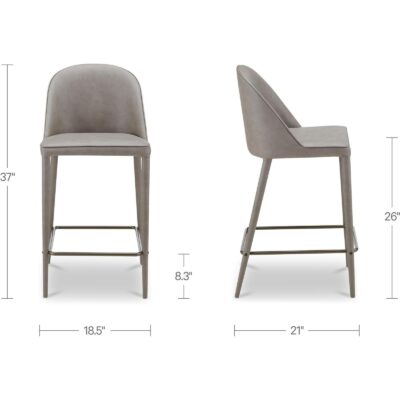 Burton Counter Stool Grey Vegan Leather YM-1033-26 YM 1033 26 70 dim