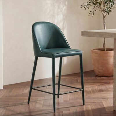 Burton Counter Stool Dark Teal Vegan Leather YM-1033-36 YM 1033 36 10