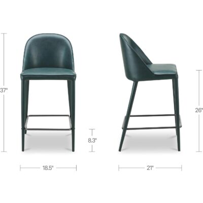 Burton Counter Stool Dark Teal Vegan Leather YM-1033-36 YM 1033 36 70 dim